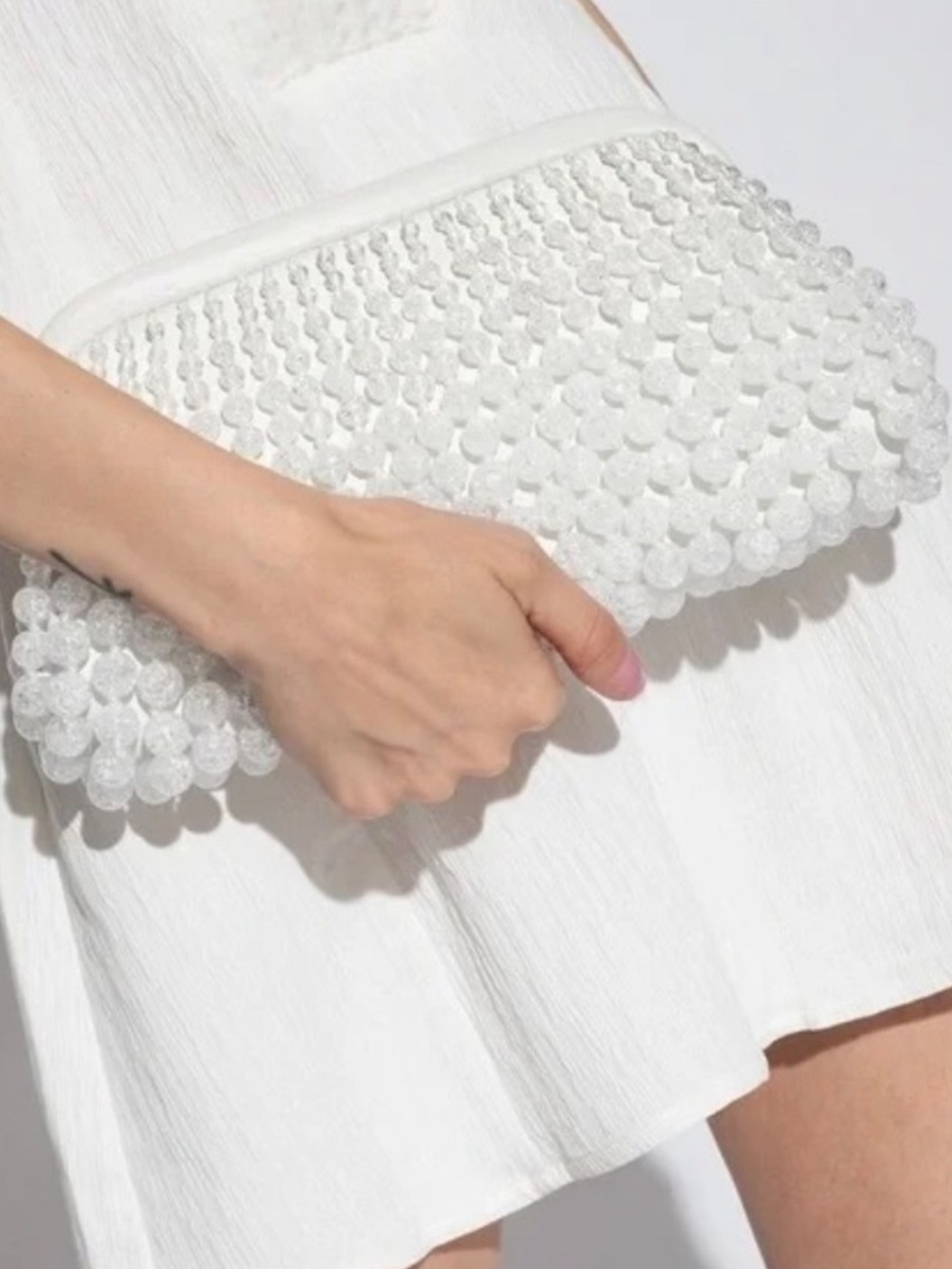 Cult Gaia White Nia Beaded Clutch